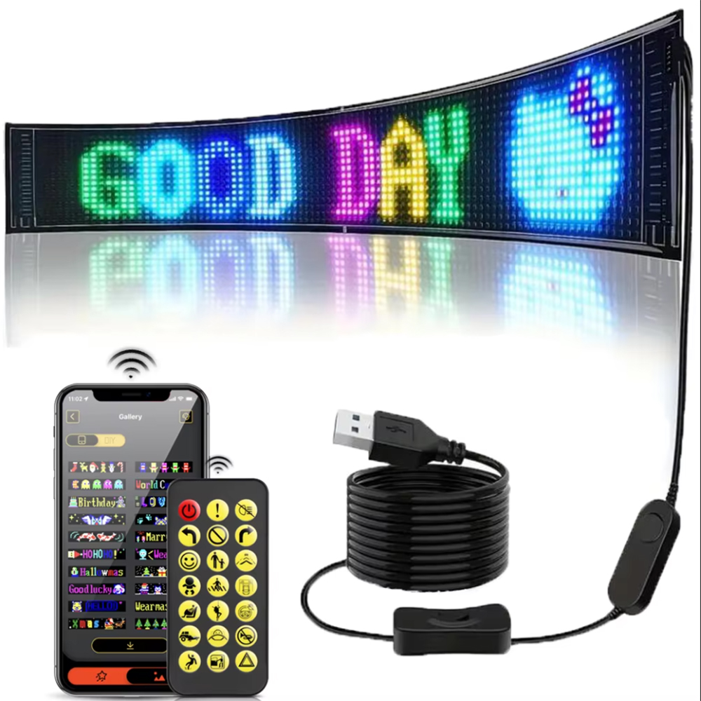 Car Led Light - 16x96 LEDs Matrix Pixel Panel,Scrolling Bright