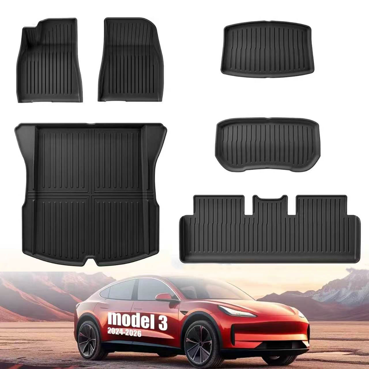 Car Floor Mat - For 2024‑2026 Model 3 Highland TPE