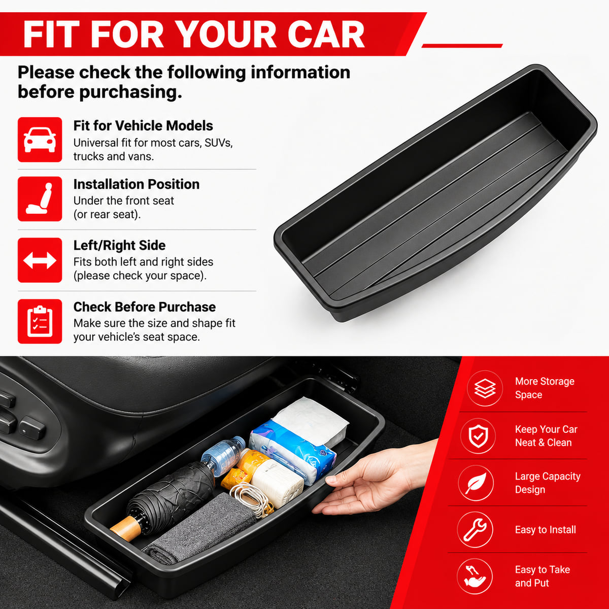 PINMOAP Under Seat Car Storage - Car Cable Organizer ulasan dan harga